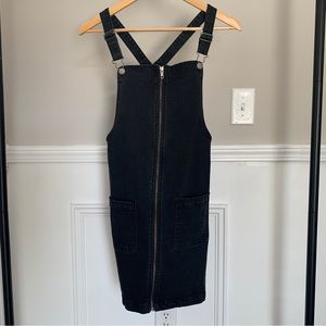 Art Class Black Denim Overall Pinafore Dress Junior Size XL (14/16)